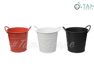 Xô thiếc mini Vintage đơn màu trang trí ĐK11cm FE-XTH-02